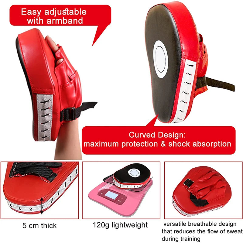 1/2Pc Curved Boxing Bag Taekwondo Muay Thai Karate Adults Kids PU Training Paws Pads Boxing Equipment Focus Punching Bags